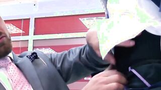 Logan Moore a bearded businessman fucked raw following a hot blowjob
