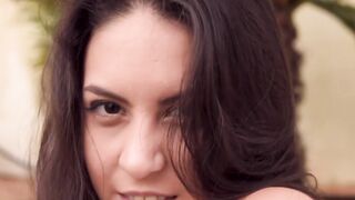 After taking off her bikini a lovely woman masturbates
