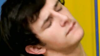 Tender youngster receives cum on belly after anal plowing