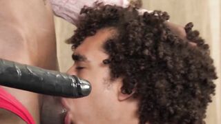 After playing with sex toys an ebony man bares his gay side