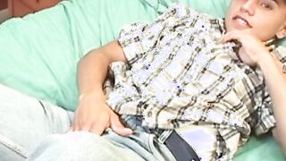 Ass play and solo masturbation make young latino jizz hard