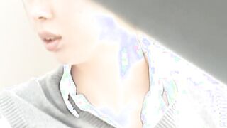 Japanese chick rubs herself outside before furtively peeing