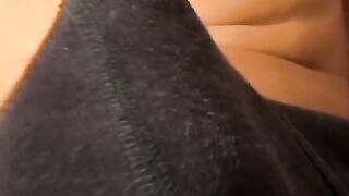 Horny guy Chain in black underwear jerking off his huge dick
