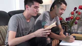 Latino cumslut daddy raw fucked by two hung twinks