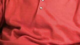 Hairy mature guy pulls out his dick on the sofa and comes