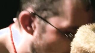 Costumed homosexual receives blowjob from deviant