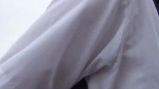 Japan schoolgirl soaks her panties up with pee outdoors
