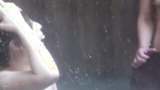 Japanese lesbians rubbing their pussies while watched