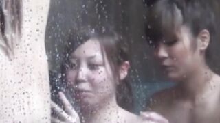 Japanese lesbians rubbing their pussies while watched