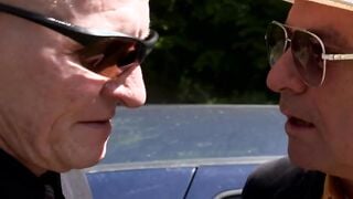 Slender EU Bae Getting Banged by two Older Guys Outside