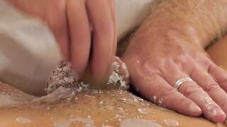 Mature maledom edging his roped down submissive