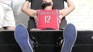 Cute bearded hunk restrained and tickled hard