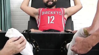 Cute bearded hunk restrained and tickled hard