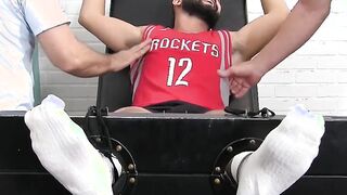 Cute bearded hunk restrained and tickled hard