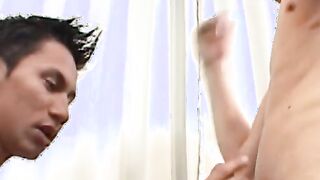 Latino twink blows big cock before fucking hard to cum