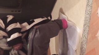 Japanese cutie fills a cup up with her pee and records it