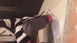Japanese cutie fills a cup up with her pee and records it