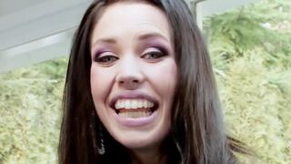 Very thin british dark hair MILF with tiny hooters