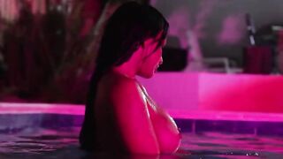 Wet big tit milf in the pool wants BBC
