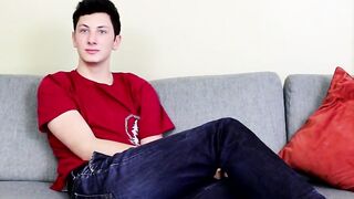 Following an openminded interview the cute twinkie jerks off