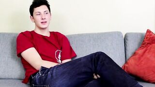Following an openminded interview the cute twinkie jerks off