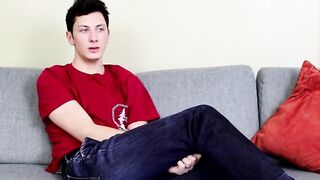 Following an openminded interview the cute twinkie jerks off