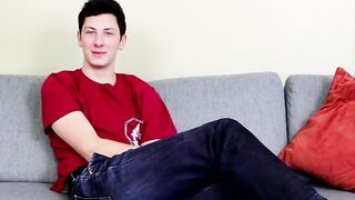 Following an openminded interview the cute twinkie jerks off