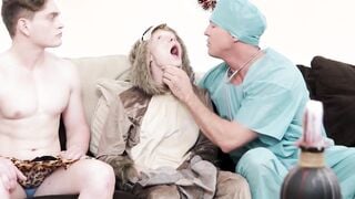 Stepsons friend in a taboo 3way with a horny stepdad