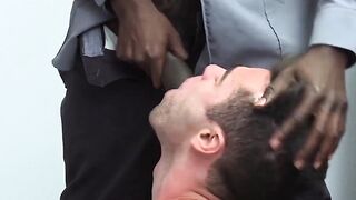 Straight jock restrained by a black security guard bareback