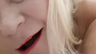 A blond British GILF likes to be thrashed by two dicks