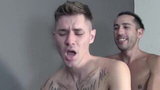 After an officer fucked him in the bare back an inked jock thief facialized