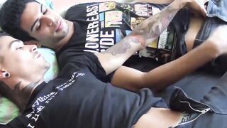 A jocks big fat cock is grabbed by a gorgeous straight woman who stoops over