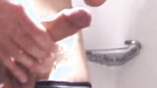One of a kind Japanese twink yanking off in the shower solo