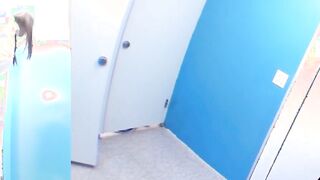Three fiendish Japanese school  peeing together in latrine