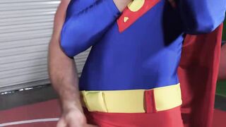 Superman twink gets tackled on the floor and played