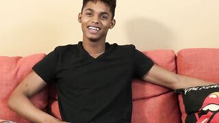 Interviewed black twink Deven Lions shoots massive load