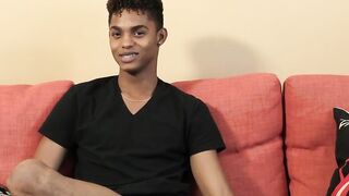Interviewed black twink Deven Lions shoots massive load