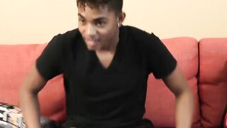 Interviewed black twink Deven Lions shoots massive load