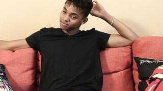Interviewed black twink Deven Lions shoots massive load