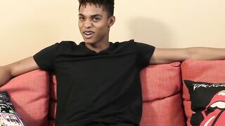 Interviewed black twink Deven Lions shoots massive load