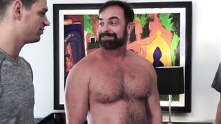 Mature hunky daddy fucks his stepson and his gay lover