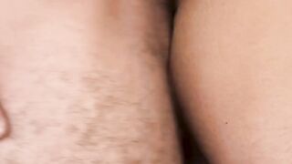 Skinny twink cums after taking bearded stepdads hard cock