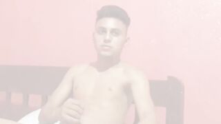 Cute amateur Latino Elian masturbates solo in his bedroom
