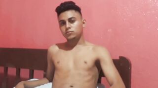Cute amateur Latino Elian masturbates solo in his bedroom
