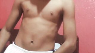 Cute amateur Latino Elian masturbates solo in his bedroom
