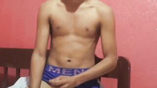 Cute amateur Latino Elian masturbates solo in his bedroom