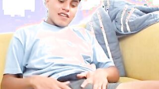 Young latino playing with his ass and jerking for a cumshot