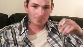 Younger amateur strokes his dick and releases his load