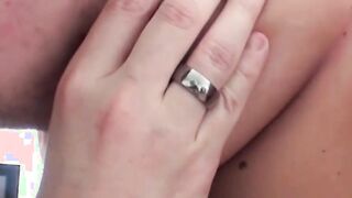 English BBW blonde Sindy Strutt gives titty fuck session