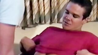 Athletic retro bottom bred raw and cummed on by hung top
